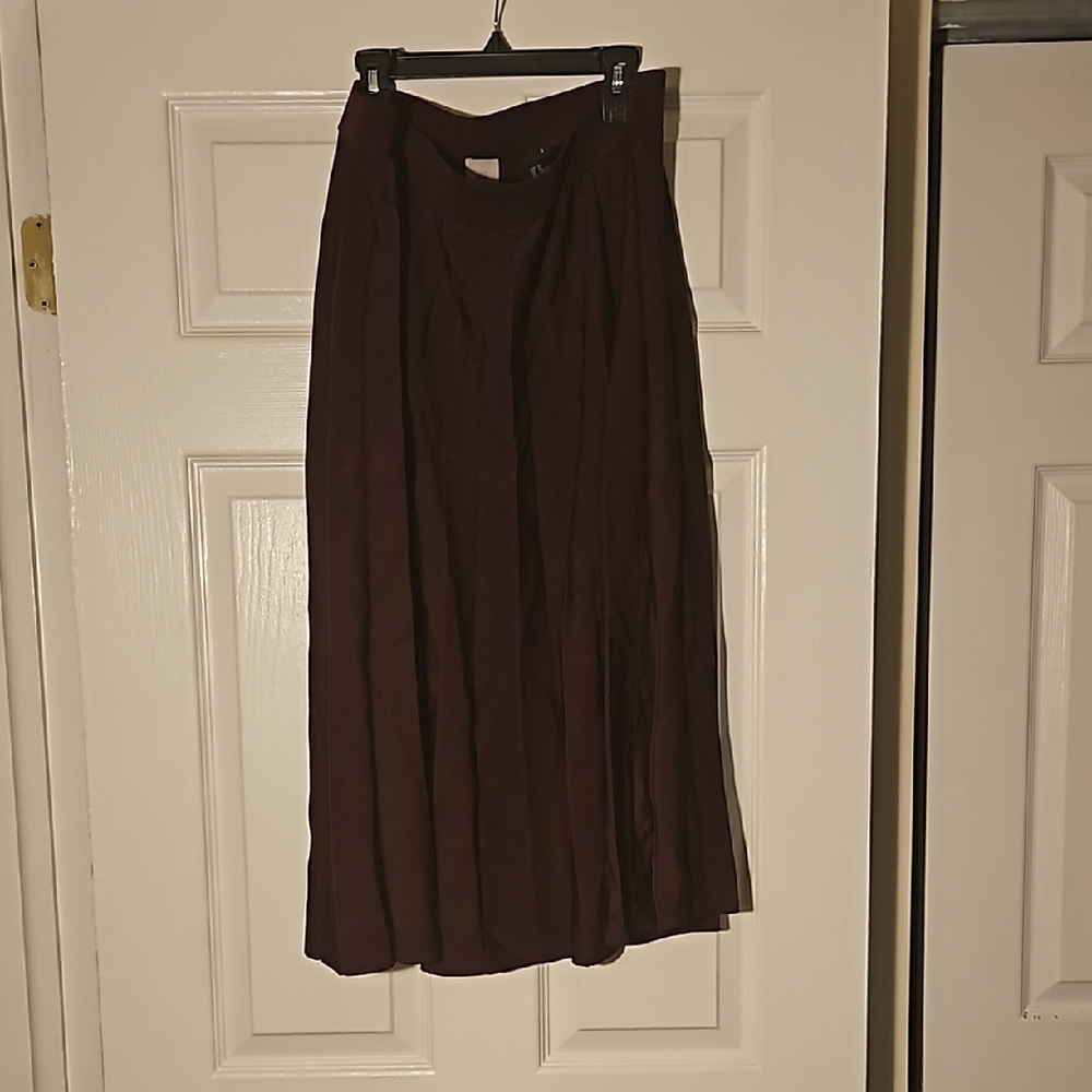Purple pleated midi skirt
